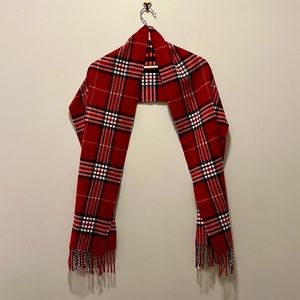 100% Cashmere Red Plaid Scarf! Made in Scotland!